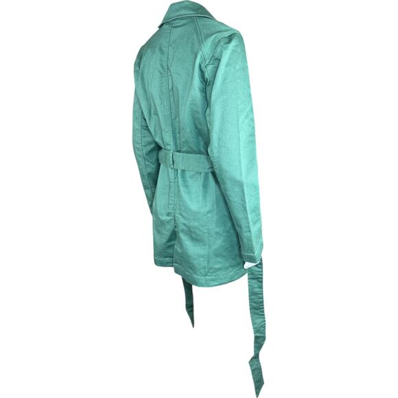 DG2 Diane Gilman Green Trench Jacket XS NWT Belted Cotton Blend 30th Anniversary - Picture 8 of 13
